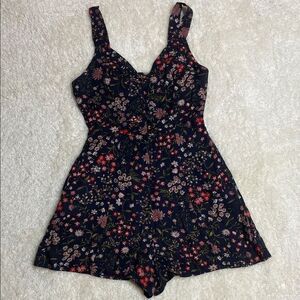 American Eagle Womens One Piece Floral Print Navy Backround Romper Sz XS